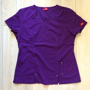 Dickies Women's Purple V-Neck Scrub Top